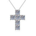 S925 Silver 3ct Cross Necklace with Moissanite, Chic Collarbone Chain-0-3