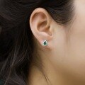 wholesale S925 Sterling Silver Euro-American Personalized Luxury Teardrop-shaped Lab-grown Emerald Stud Earrings Full-set High-end Earrings-0-3