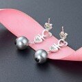 wholesale S925 Sterling Silver Vintage Light Luxury Gray Pearl Stud Earrings with Diamond Accents, Short Heart-shaped Wholesale-0-3