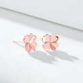wholesale 999 Sterling Silver Four-Leaf Clover Ear Studs for Women, Summer New Arrival High-End Ear Piercing Earrings, Unique and Elegant-0-1