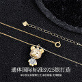 Metal Micro-Pave Moissanite Bear Necklace for Women-0-0