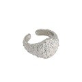 wholesale S925 Sterling Silver Geometric Irregular Hammered Texture Minimalist Circle Ring for Women, Korean Version Ins Niche Design-0-4
