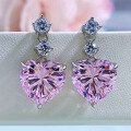 wholesale S925 Silver Mu Jing Jewelry New Cross-Border Hot Selling Exquisite Light Luxury Style Flash Diamond Pink Zircon Earrings for Women-0-0