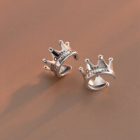 wholesale S925 silver retro Thai silver no-piercing crown text English ear clip women Korean-style earrings M01347-s925 silver ear clip single 925 silver