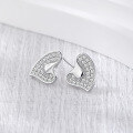 wholesale 925 Sterling Silver Asymmetric Diamond-Encrusted Heart Stud Earrings for Women, European and American Minimalist Niche Design Sweet Full Diamond Heart-shaped Ear Accessories-0-0