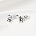 wholesale 925 Silver Stud Earrings D Color Moissanite Classic Four-Prong Oval Moissanite Studs Elegant Simple Earrings Wholesale-0-2