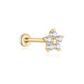 wholesale 14K Gold Flat Back Helix Ear Stud with Diamond Moon Flower-0-9