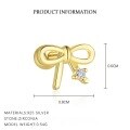 wholesale S925 Sterling Silver Bow-shaped Stud Earrings For Women, Elegant Zircon Design, Fashionable And Versatile-0-5