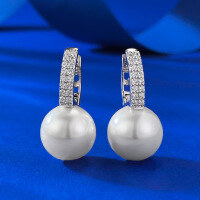wholesale S925 Sterling Silver 11mm Pearl Earrings with Luxurious Micro-Setting, Ins-Style Women's Jewelry, Hot Seller in Live Streams-E562 Pearl Earrings 925 Silver