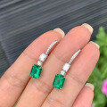 wholesale S925 Silver New Collection Paraiba 10*11mm Rectangular Green Zircon Earrings for Women,-0-3