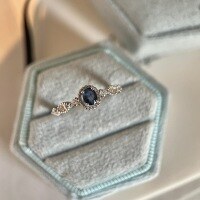 wholesale S925 Sterling Silver French Retro Exquisite Sparkling Aquamarine Ring, Niche Design with a Sense of High-End Luxury, Index Finger Ring-White gold Adjustable opening