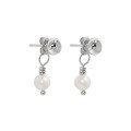 wholesale S925 Sterling Silver Geometric Circle Freshwater Pearl Minimalist Fashion Commuter Earrings for Women-0-4