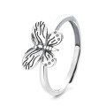 wholesale S925 Sterling Silver Vintage Small Butterfly Thin Circle Delicate Literary Elegant Open Ring-0-4
