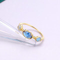 wholesale S925 silver new retro-style natural gemstone peridot chalcedony citrine crystal ring wholesale-0-2