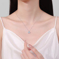 wholesale S925 Sterling Silver Moissanite Necklace for Women, Small Square Pendant, Minimalist Sugar Cube Design-0-3