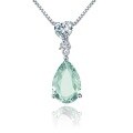 wholesale S925 Sterling Silver Fresh and Elegant Natural Gemstone Necklace Pendant with a Premium Feel, Featuring Natural Green Amethyst-0-0