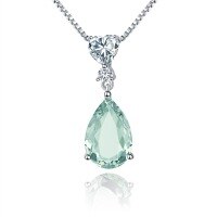 wholesale S925 Sterling Silver Fresh and Elegant Natural Gemstone Necklace Pendant with a Premium Feel, Featuring Natural Green Amethyst-Natural green amethyst pendant