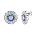 wholesale S925 sterling silver new high-carbon diamond blue sapphire earrings for women wholesale factory-0-4