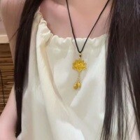 wholesale Metal Material: Imitation Gold Lotus Pendant, Two Lives of Joy Ancient Method Imitation Gold Lotus Pendant DIY Necklace Sweater Chain Accessory-One lotus pendant (naked)