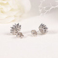 wholesale S925 gold-plated silver retro sunflower synthetic alexandrite gemstone earrings, two-way earrings-0-1