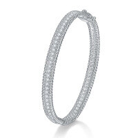 wholesale 18k gold-plated 925 silver full Moissanite bead edge narrow bangle bracelet, versatile for stacking-Kaleidoscope Bracelet>16#
