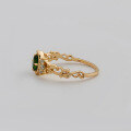 wholesale S925 silver plated with 14K gold, French vintage minimalist style demantoid garnet ring-0-3