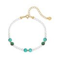wholesale S925 Sterling Silver Fashionable Popular Small Pearl Bracelet with Natural Turquoise for Women, Luxurious High-End Sense Accessory-0-4
