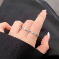wholesale S925 Sterling Silver Couple Rings, Möbius Band Rings, Minimalist Design, Small and Unique, Matching Pair with Diamond Inlay Gift-0-3
