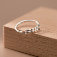 wholesale 999 Silver Minimalist Smooth Adjustable Open Ring for Women R00710-999 Pure Silver Ring Adjustable opening