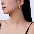 925 Silver Gold Plated Moissanite Small Dress Earrings with Bow-0-1
