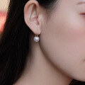 wholesale 18K Gold Japanese Seawater Pearl Earrings Women's Round Fashion Minimalist Studs Akoya Ear Clips Strong Light Bulb-0-3