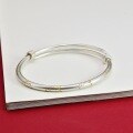 wholesale 9999 Silver Lazy Kitten Gold-Traced Antique-Style Bracelet, Cute and Sweet Simple Student Adjustable Bangle-0-5