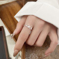 wholesale S925 Sterling Silver Fashion Korean Japanese Cute Bow Unique Trendy Niche Luxury Adjustable Ring-0-0