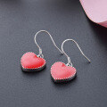 wholesale S925 sterling silver Korean-style Japanese-inspired sweet student earrings, simple and cute red heart earrings for women wholesale-0-2