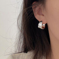 wholesale S925 Sterling Silver Minimalist Arc Earrings, Korean Ins Style Simple and Understated Small Niche Personality Earrings-Sterling silver