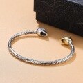 wholesale S925 silver skull bracelet, unique retro hip-hop niche design, lightweight luxury unisex open cuff-0-2