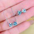 wholesale Metal: 925 Silver Zhuozhifan Jewelry New 6*6 Heart-shaped Aquamarine Necklace Fashion Socialite Pendant for Women 40+5cm-0-0