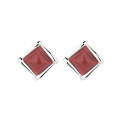 wholesale S925 Sterling Silver Vintage Retro Weathered Square Red Agate Unique Chinese Style Design Ear Stud Earrings-0-4