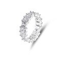 wholesale S925 Sterling Silver Zirconia Seven Princess Ring for Women, Small and Niche Stackable Row Ring,HW。-0-31