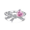 wholesale S925 Sterling Silver Cross-Border Europe and America Women's Fashion High-End Cubic Zirconia Pink Diamond Ring, Bohemian Style Versatile Hand Jewelry for Women-0-11