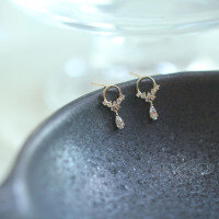 wholesale 9K Gold Zirconia Secret Garden Shiny Stud Earrings Versatile Women's Simple Korean Style Elegant Earrings-9K per piece