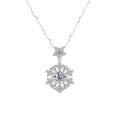 wholesale S925 Sterling Silver Cross-Border New Colorful Moissanite Snowflake Pendant with Advanced Design Sense Collarbone Chain Christmas Gift-0-4