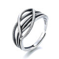wholesale S925 Sterling Silver Retro Multi-Layer Chain Braided Interwoven Ring Adjustable Minimalist Design Index Ring for Women-0-4