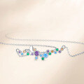 wholesale S925 Sterling Silver Creative Colorful Zircon Butterfly Necklace For Women, Fashionable And Versatile Collarbone Chain-0-2