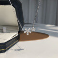 wholesale S925 Sterling Silver Daisy Flower Cherry Blossom Necklace with Inlaid Diamonds for Women, Luxury Minimalist Fresh Sweet Fashion Personalized Necklace-0-3