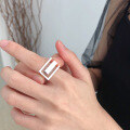 wholesale S925 Sterling Silver Korean Style Minimalist Geometric E Letter Ring, Ins Light Luxury Versatile Trendy Women's Ring-0-3
