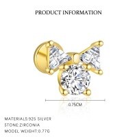 wholesale S925 Sterling Silver Cross-border Zircon Four-leaf Clover Butterfly Heart Tassel Earrings, Wholesale-E4792-Gold/Single 925 Silver