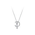 wholesale S925 Silver, Nalan's Small Cat Crescent Moon Pendant Necklace for Women, Elegant Korean-style Delicate Choker D8180-0-4