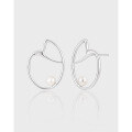wholesale S925 Sterling Silver Geometric Irregular Heart Shape Inlaid with Pearl Small and Minimalist French Ins Style Earrings for Women-0-0