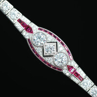 wholesale 925 Silver Gold-Plated High-Carbon Diamond Powder Blue Art Deco Antique Party Jewelry Bracelet for Women-GRC cultured pink sapphire 17cm